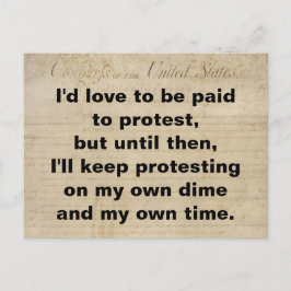 Protest tegen mijn eigen Dime Own Time Bill of Rig Briefkaart