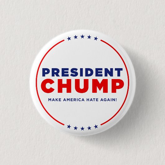 Protest Trump: Button "Presidenten pomp" (Voorkant)