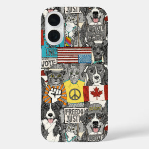 protest van huisdieren iPhone 16 hoesje