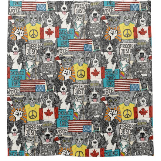 protest van huisdieren douchegordijn (Voorkant)