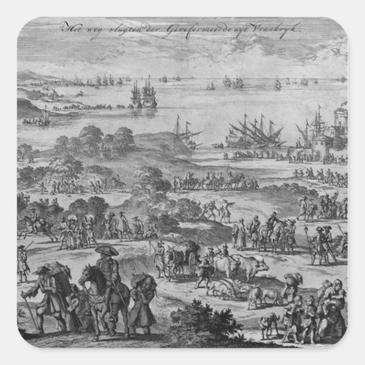 Protestanten die Frankrijk verlaten Vierkante Sticker (Voorkant)