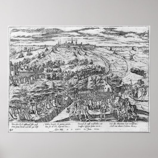 Protestanten in de open omgeving van Antwerpen Poster (Voorkant)