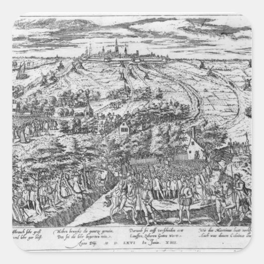 Protestanten in de open omgeving van Antwerpen Vierkante Sticker (Voorkant)