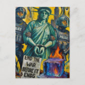 protesting lady liberty arrested by police  briefkaart (Voorkant)