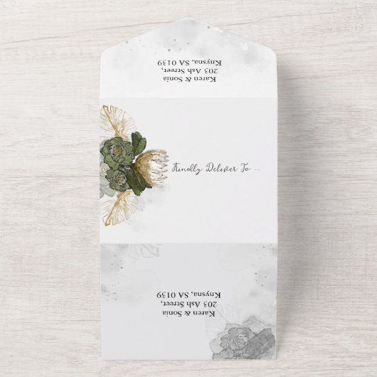 Protheebloem Alle in één bruiloft uitgenodigd All In One Uitnodiging (Buitenkant)