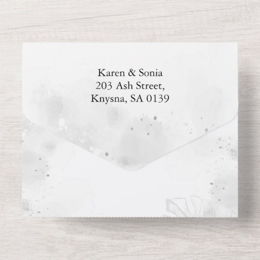 Protheebloem Alle in één bruiloft uitgenodigd All In One Uitnodiging (Achterkant)