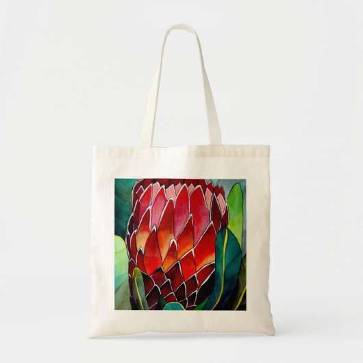 Protheembloem waterverf oorspronkelijke kunstschil tote bag (Voorkant)