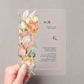 Protheembloemen pampagras en eucalyprus bruiloft acryl uitnodigingen (Insitu (Draagbaar))