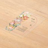 Protheembloemen pampagras en eucalyprus bruiloft acryl uitnodigingen (Laagn)