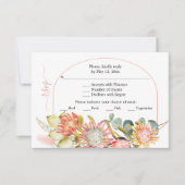 Protheembloemen pampagras en eucalyprus bruiloft RSVP kaartje (Voorkant)