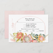 Protheembloemen pampagras en eucalyprus bruiloft RSVP kaartje (Voorkant / Achterkant)