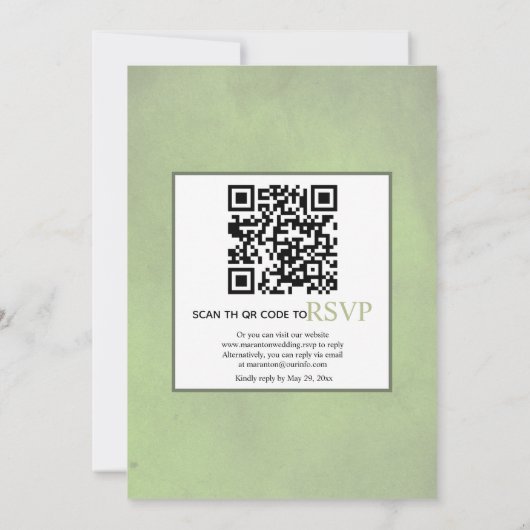 Protheembloemen QR-code RSVP Groene bruiloft Kaart (Achterkant)