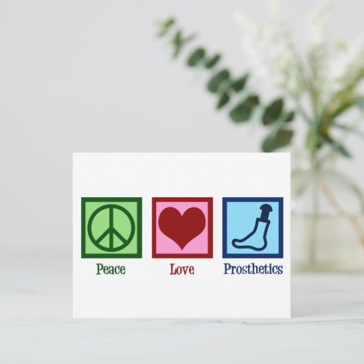 Prothesist Peace Love Prosthetics Briefkaart (Staand voorkant)