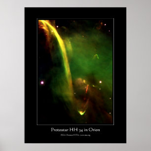 Protostar HH34 bij Orion - ruimteastronomie Poster