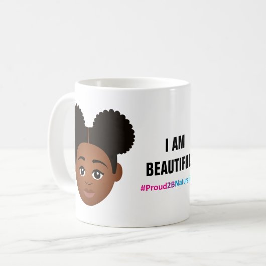 #Proud2BNaturalMe "I AM BEAUTIFUL" Complexion Koffiemok (Voorkant links)