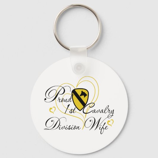 Proud 1st Cavalry Wife Heart Sleutelhanger (Voorkant)