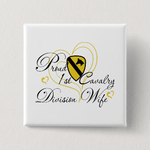 Proud 1st Cavalry Wife Heart Vierkante Button 5,1 Cm