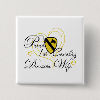 Proud 1st Cavalry Wife Heart Vierkante Button 5,1 Cm