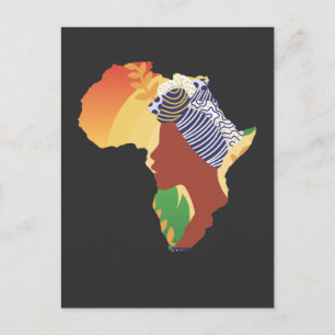Proud African Woman Silhouette Africa Continent Briefkaart