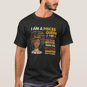Proud Afro Pisces koningin Maart April Birthday Zo T-shirt