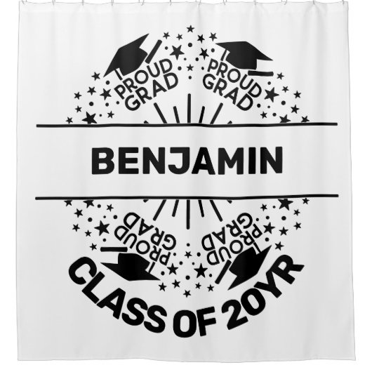 Proud afstudeerder, klasse jaar monogram douchegordijn (Voorkant)