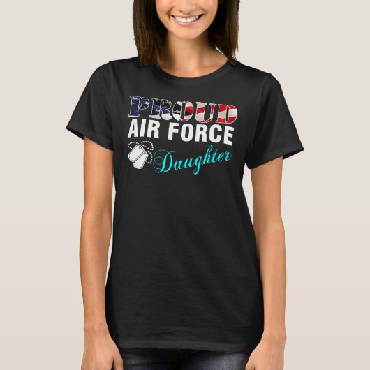 Proud Air Force Daughter met Amerikaanse vlag T-shirt (Voorkant)