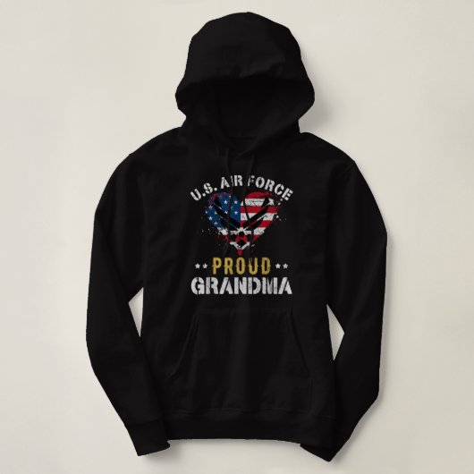 Proud Air Force Grandma American Flag Heart Veter Hoodie (Design voorkant)