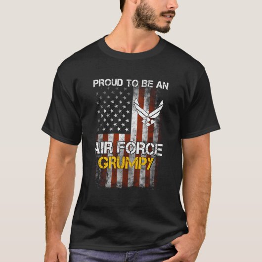 Proud Air Force Grumpy Funny American Flag T-shirt (Voorkant)