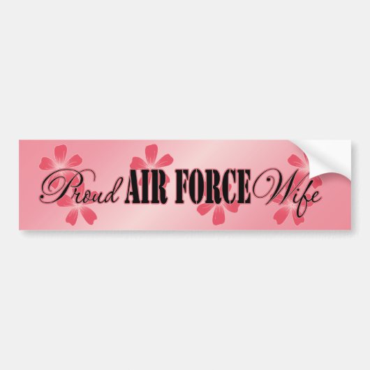 Proud Air Force Wife Peach Flowers Bumpersticker (Voorkant)