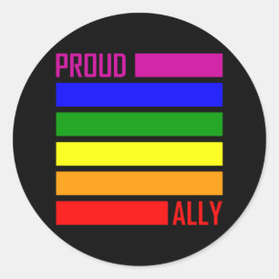 PROUD ALLEEN VLAG LGBT Pride Month LGBTQ Rainbow Ronde Sticker