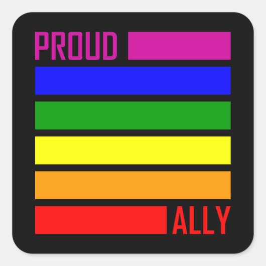 PROUD ALLEEN VLAG LGBT Pride Month LGBTQ Rainbow Vierkante Sticker (Voorkant)