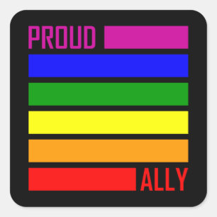 PROUD ALLEEN VLAG LGBT Pride Month LGBTQ Rainbow Vierkante Sticker