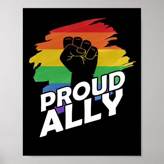 Proud Ally Gay Pride LGBT Gay Lesbian Protest Poster (Voorkant)