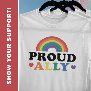 Proud Ally Gay Rights Support, Unisex White T-shirt