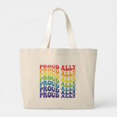 Proud Ally | LGBTQ | Gay Pride | Regenboog Grote Tote Bag (Achterkant)