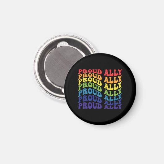 Proud Ally | LGBTQ | Gay Pride | Regenboog Magneet (Voorkant / Achterkant)