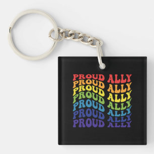 Proud Ally LGBTQ Gay Pride Regenboog Sleutelhanger