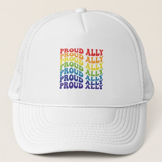 Proud Ally | LGBTQ | Gay Pride | Regenboog Trucker Pet (Voorkant)