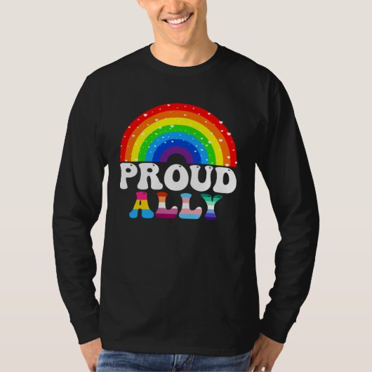 Proud Ally LGBTQ Lesbian Gay Bisexual Trans Rainbo T-shirt (Voorkant)