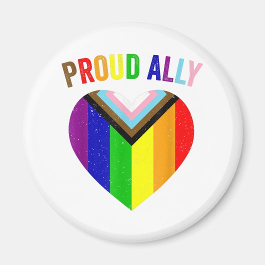 Proud Ally LGBTQAI Gay POC Transgender Pride Flag Magneet (Voorkant)