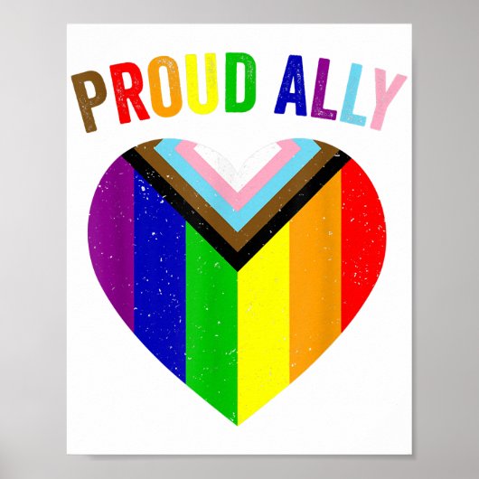 Proud Ally LGBTQAI Gay POC Transgender Pride Flag Poster (Voorkant)