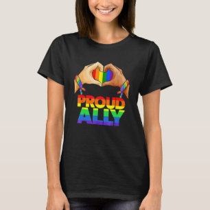 Proud Ally Pride LGBT Flag Heart Gay Lesbian Vinta T-shirt