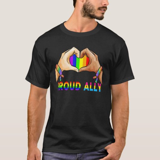 Proud Ally Pride Lgbt Transgender Flag Heart Gay L T-shirt (Voorkant)