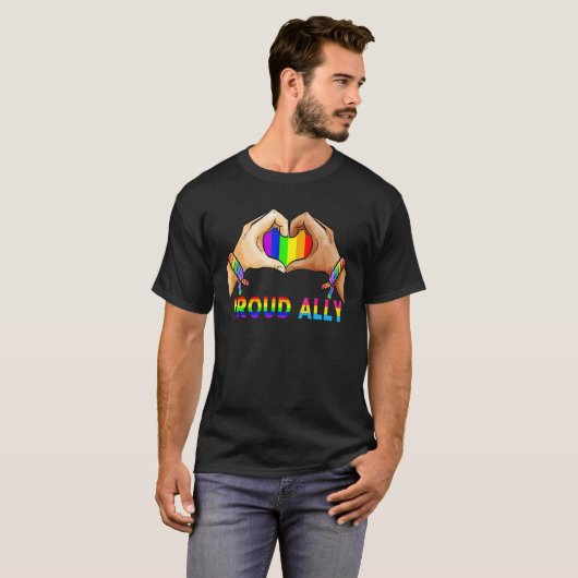 Proud Ally Pride Lgbt Transgender Flag Heart Gay L T-shirt (Voorkant volledig)