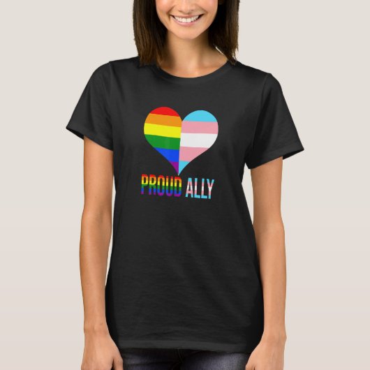 Proud Ally Pride Lgbt Transgender Flag Heart Gay L T-shirt (Voorkant)