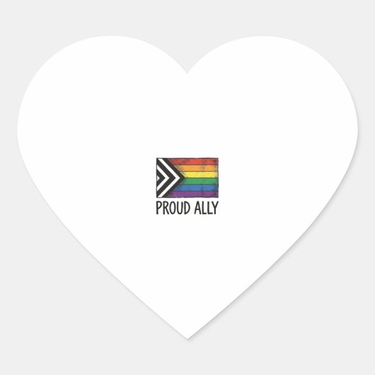 Proud Ally Pride-vlag Vector T-shirt ontwerp_1 Hart Sticker (Voorkant)