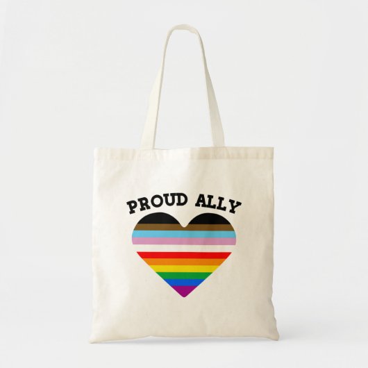 Proud Ally Progress Pride Tote Bag (Voorkant)