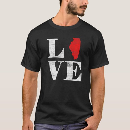 Proud America Citizen State Flag Land Map Love Ill T-shirt (Voorkant)