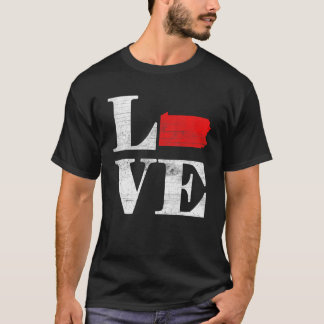Proud America Citizen State Flag Land Map Love Pen T-shirt