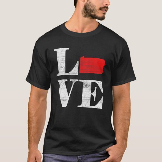 Proud America Citizen State Flag Land Map Love Pen T-shirt (Voorkant)
